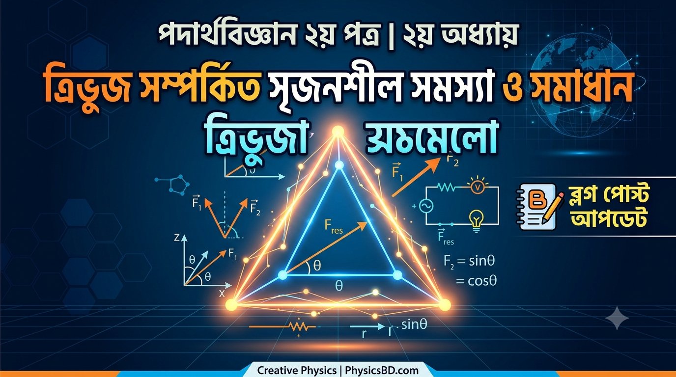 এইচএসসি পদার্থবিজ্ঞান ২য় পত্র: স্থির তড়িৎ – সমবাহু ত্রিভুজে চার্জ ও বল সংক্রান্ত সৃজনশীল সমাধান