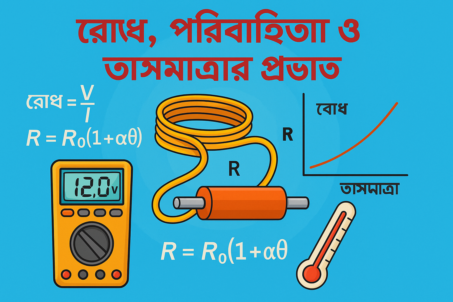 রোধ, পরিবাহিতা ও তাপমাত্রার প্রভাব ৩০টি উন্নত মানের গাণিতিক প্রশ্ন